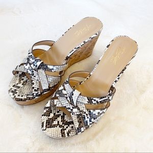 Thalia Sodi Jaylen Snakeskin Cork Wedge Sandals